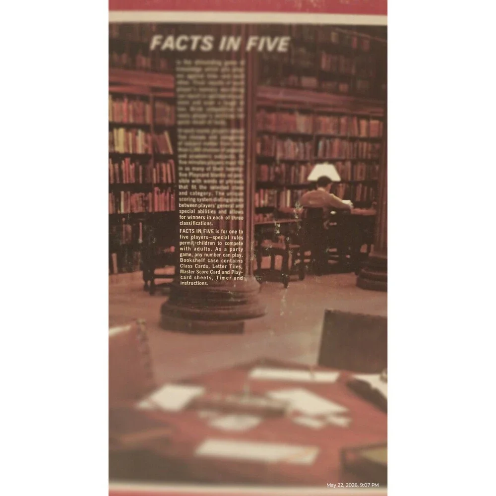 FACTS IN FIVE Vintage 1976 Board Game. The Game of Knowledge. Great Game!